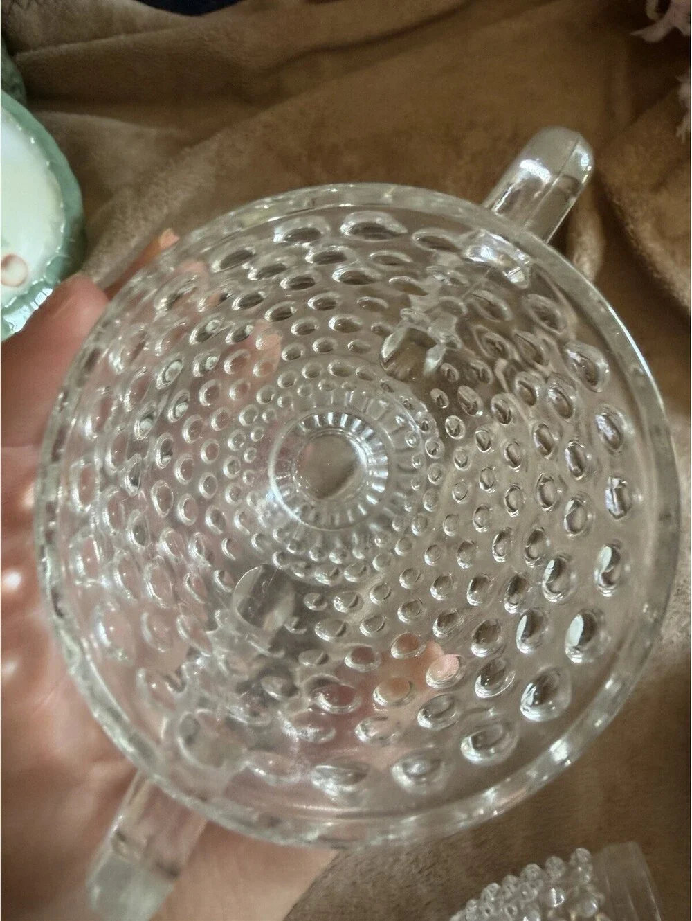 Vintage Moonstone Opalescent Hobnail Sugar Anchor Hocking 1941-1946 USA